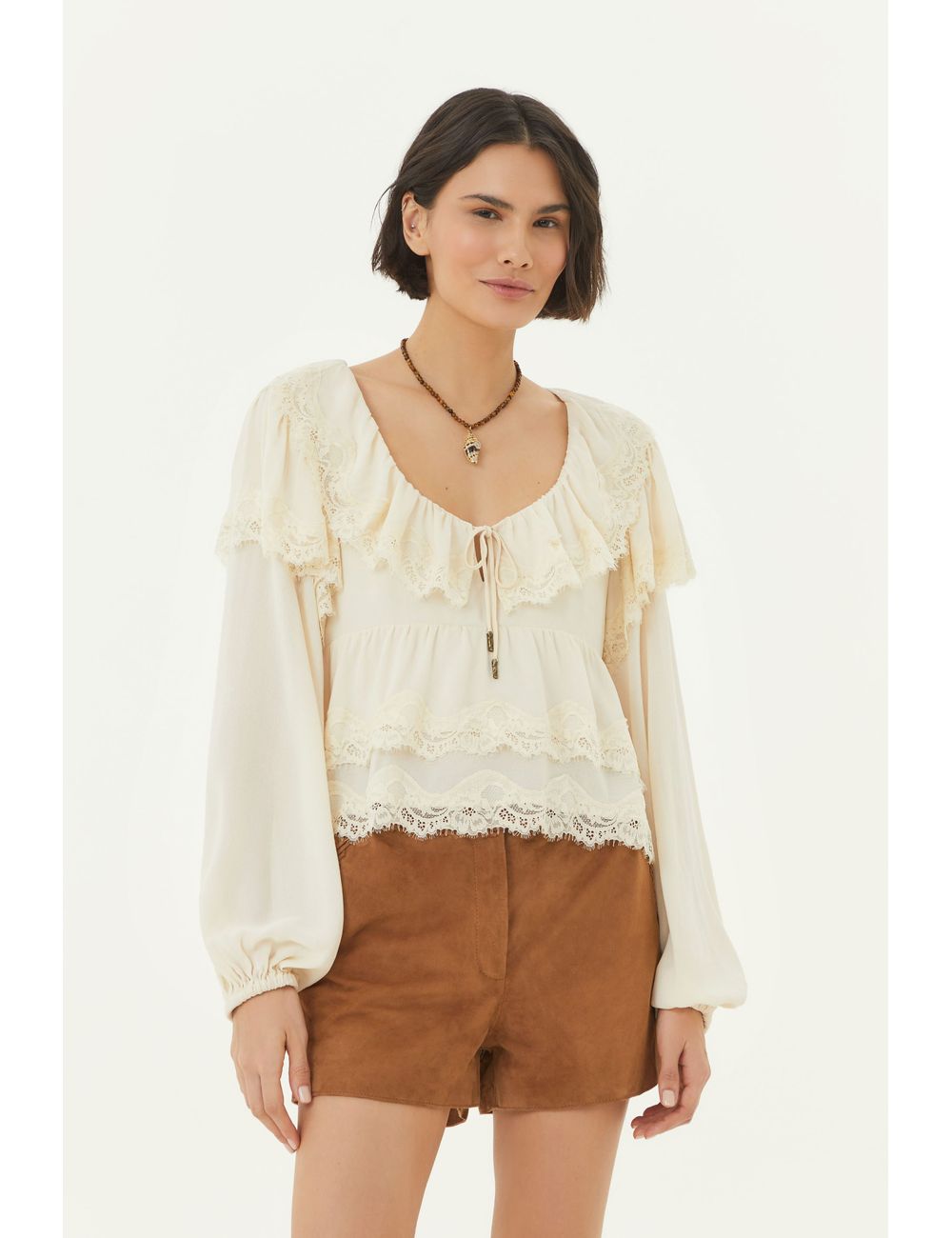 Blusa Manga Longa Ggt Renda