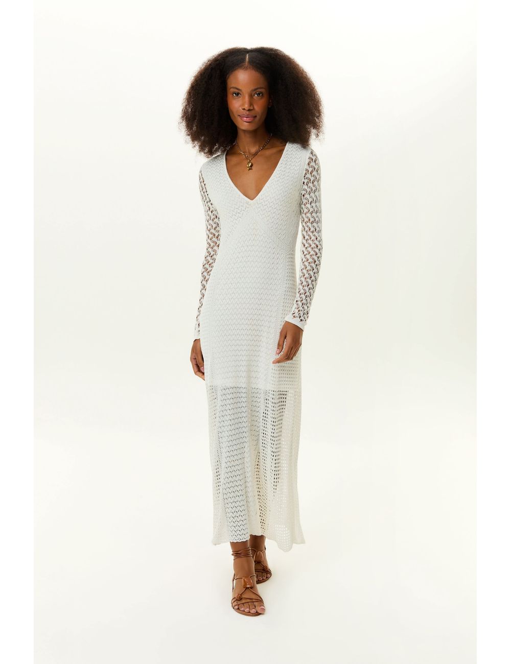 Vestido Tricot Nesgas Ponto Rendado
