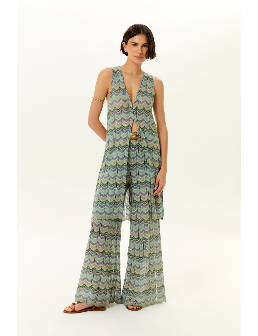 Calça Tricot Pantalona Chevron