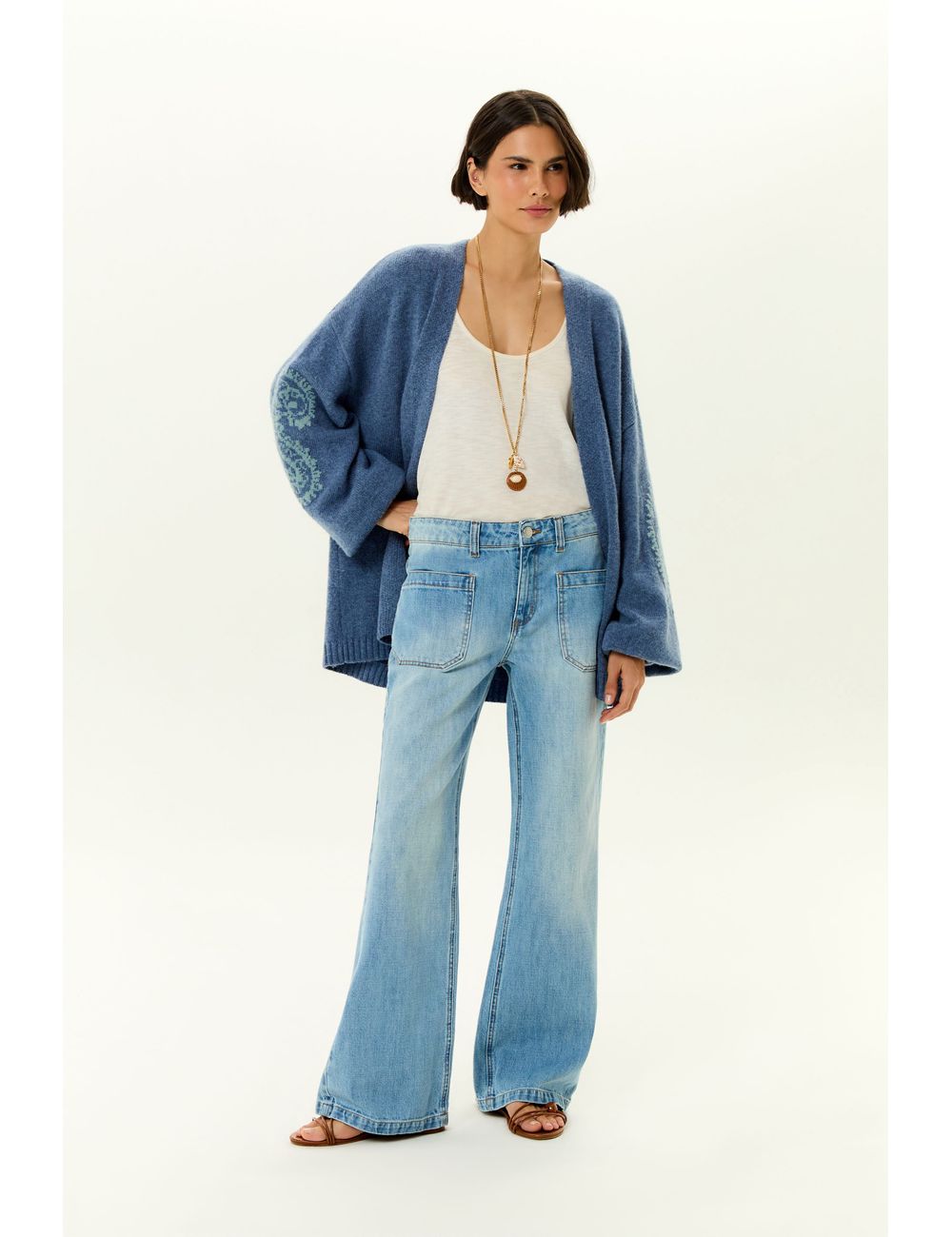 Calça Jeans Reta Used Bolsos Frente