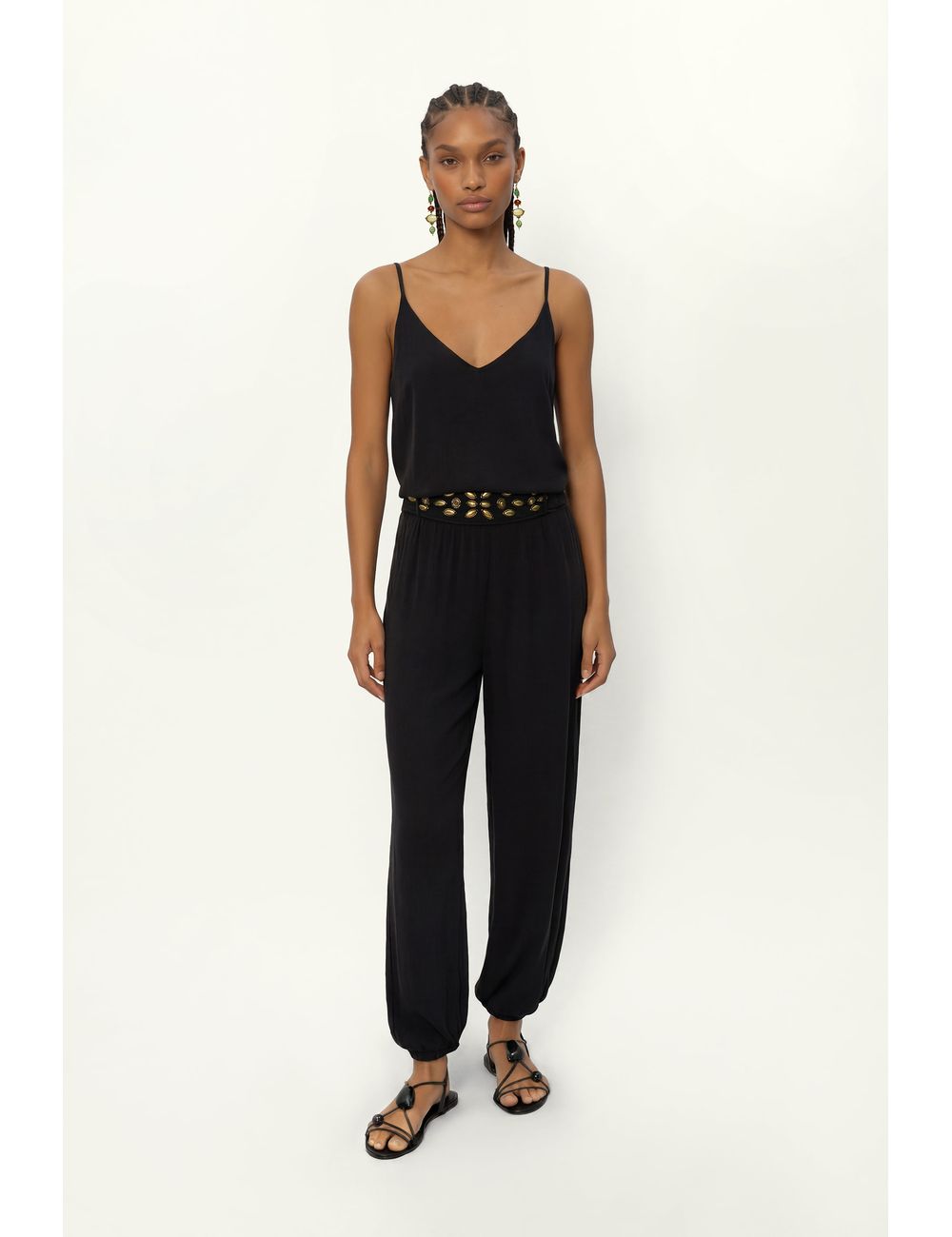 Calça Balone Cinto Tachas