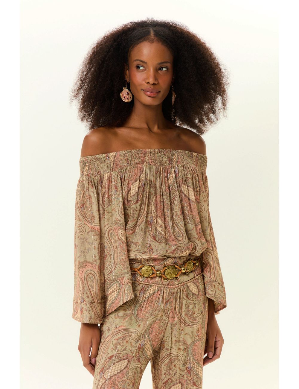 Blusa Lastex Estampa Folk