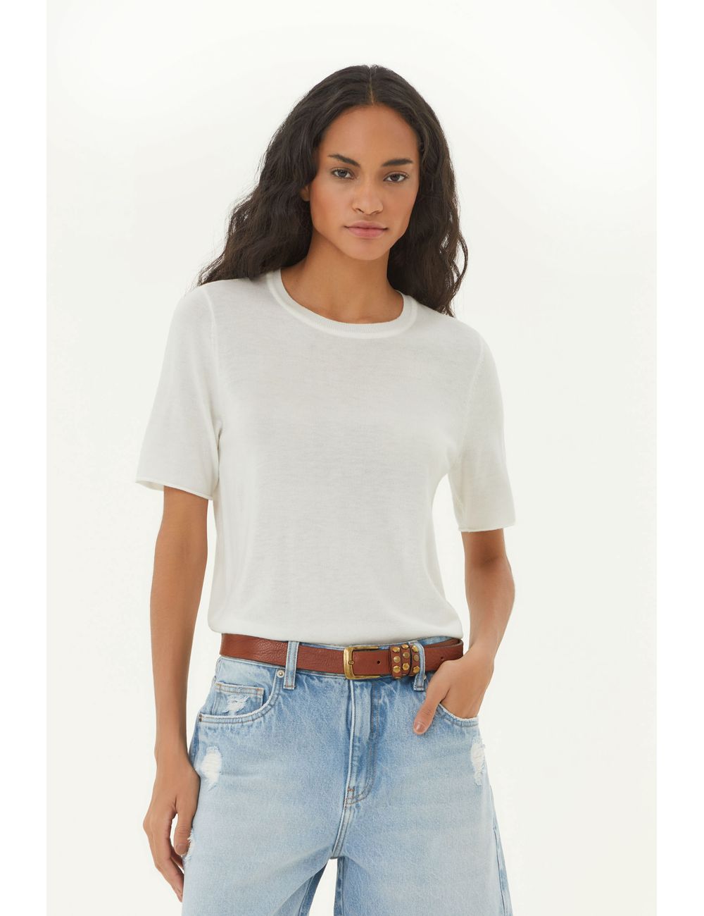 T-Shirt Tricot Decote Careca
