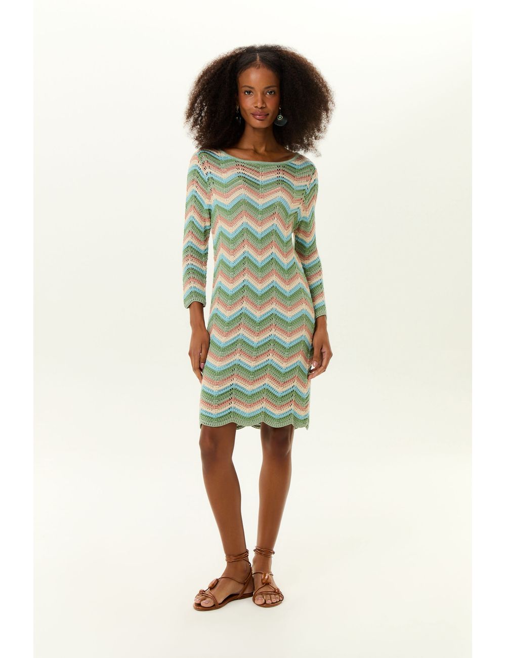 Vestido Curto Tricot Chevron