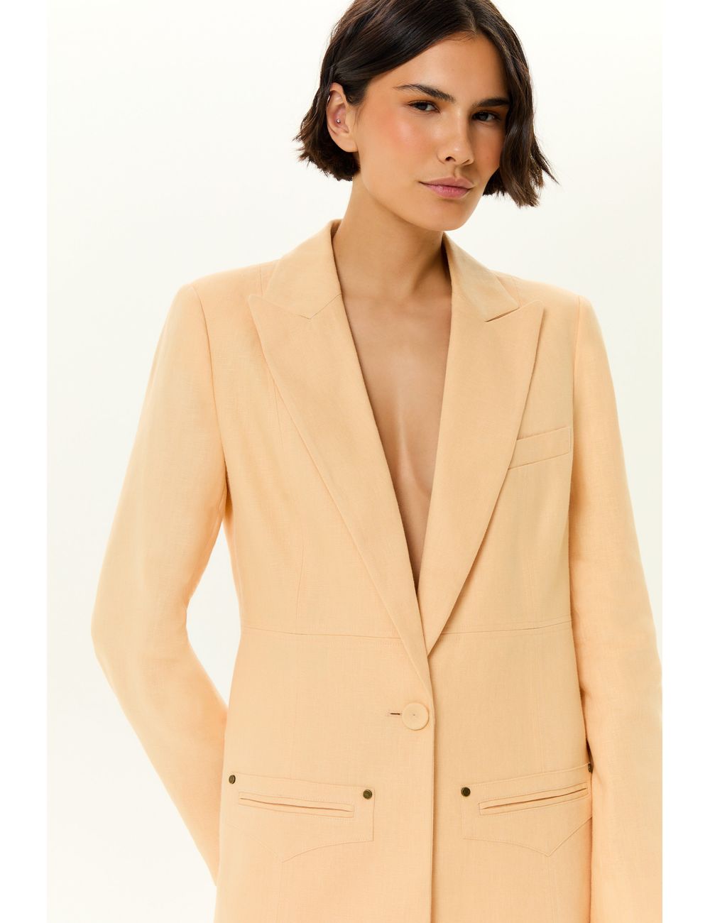 Blazer Alfaiataria Linho Recorte