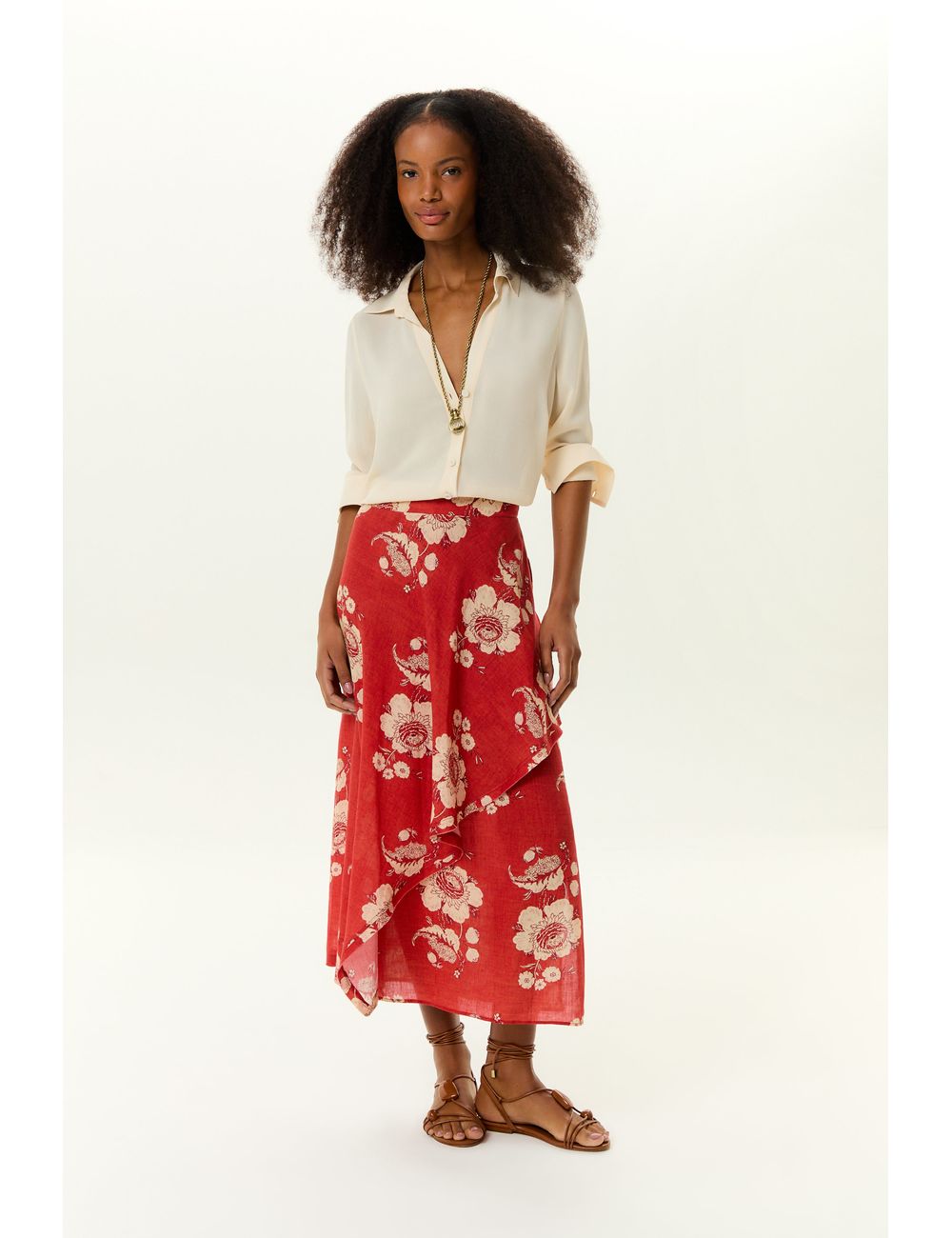 Saia Midi Estampa Fleur a