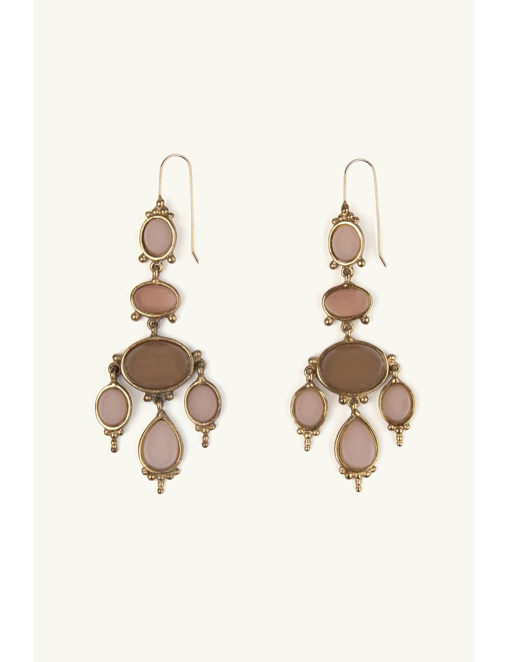 Brinco Longo Com Pedras Naturais - Ouro Velho / U