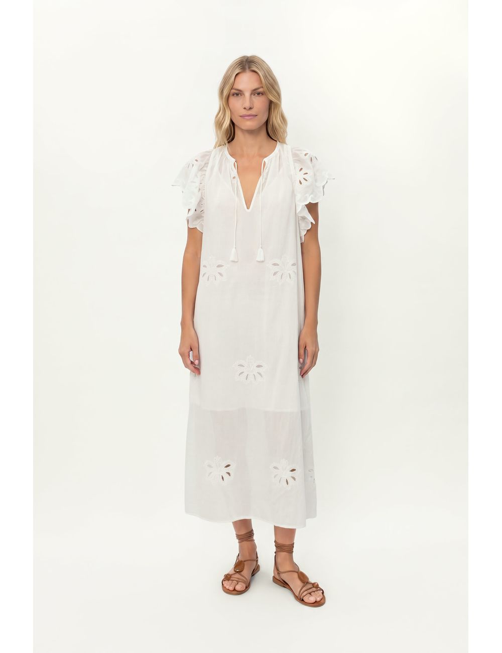 Vestido Midi Bordado Lotus