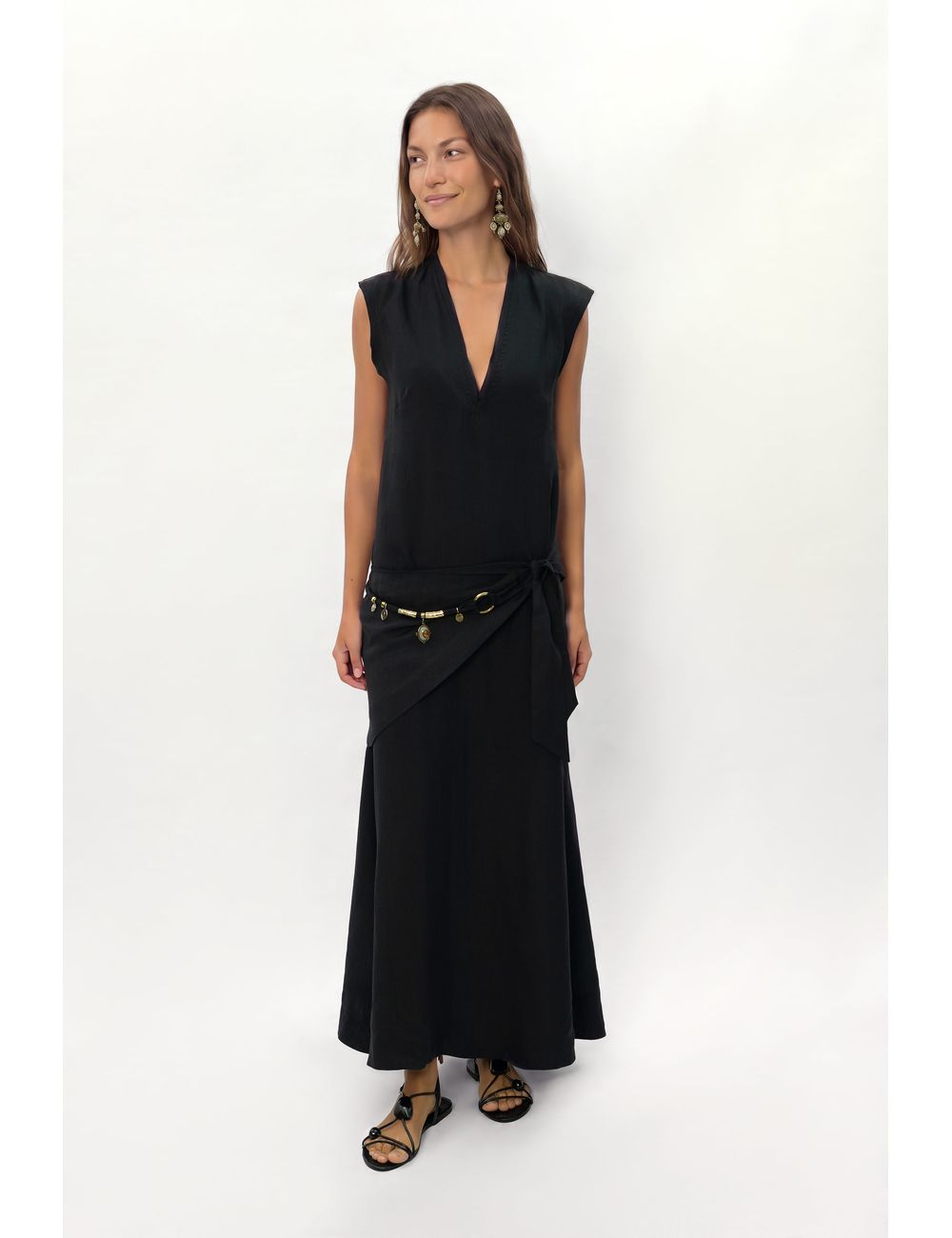 Vestido Midi Alça Metais