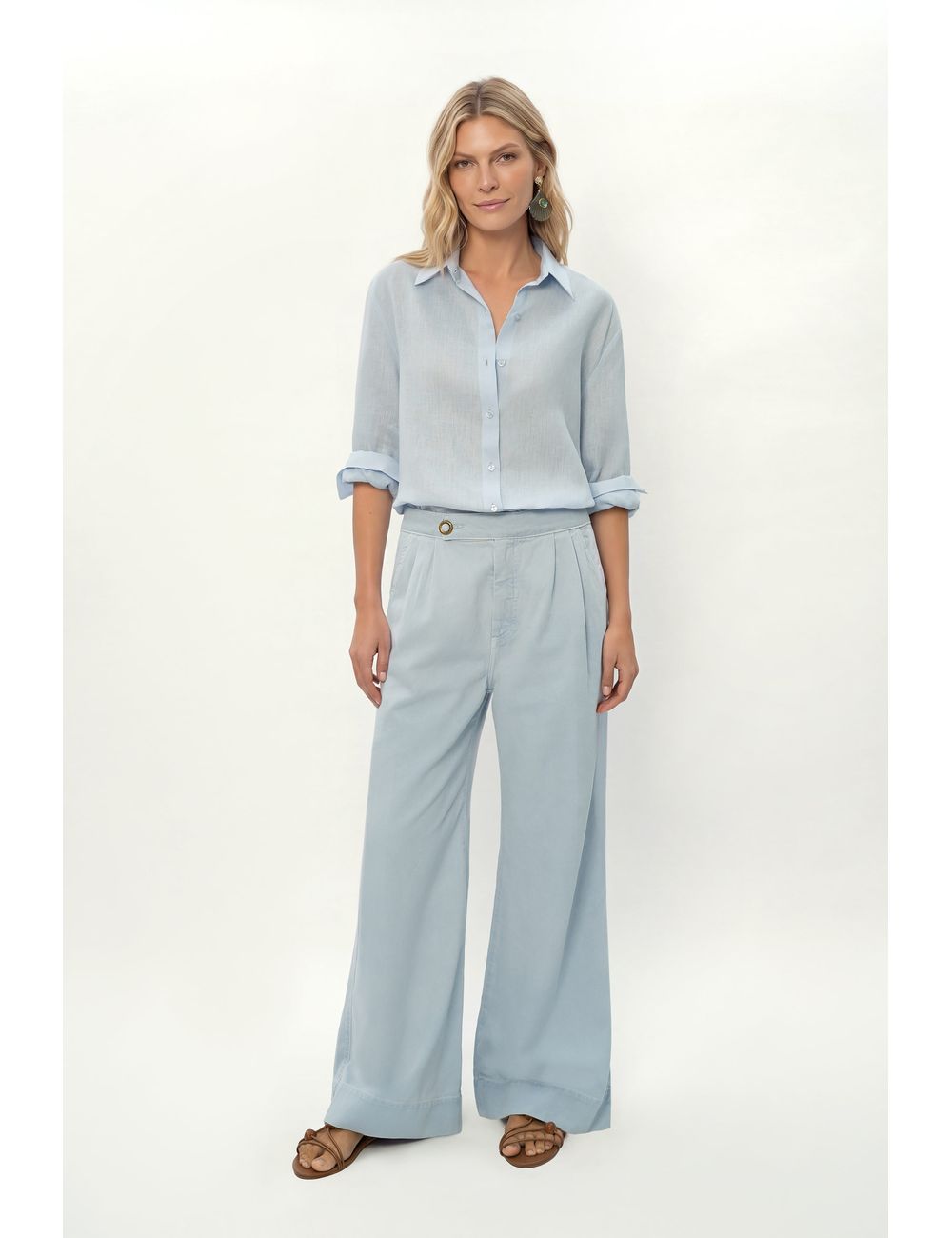 Calça Sarja Pantalona Pregas