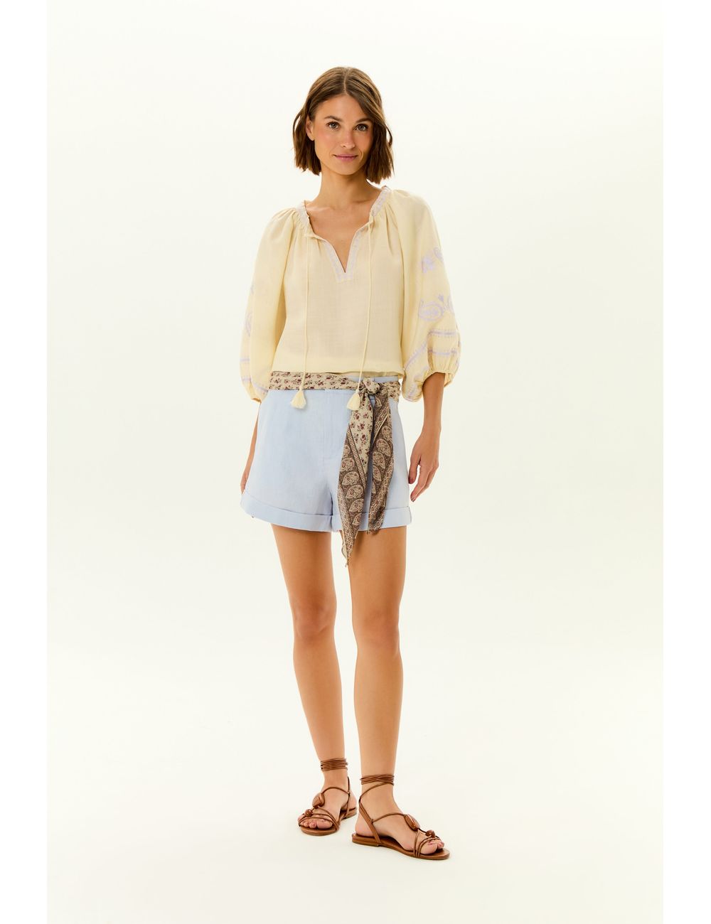 Short Alfaiataria Linho Prega