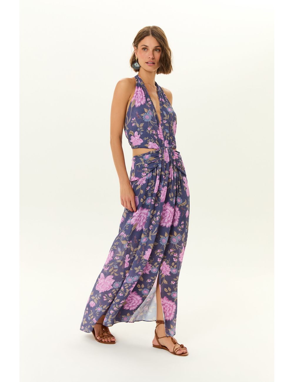 Vestido Midi Decote Ggt Estampa Tish