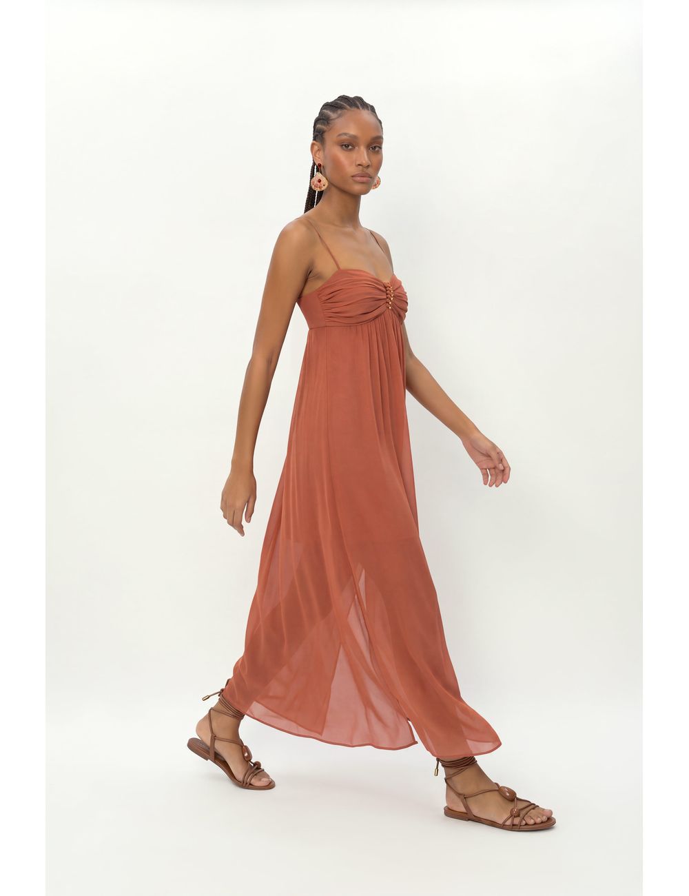 Vestido Midi Ggt Busto Torcoes