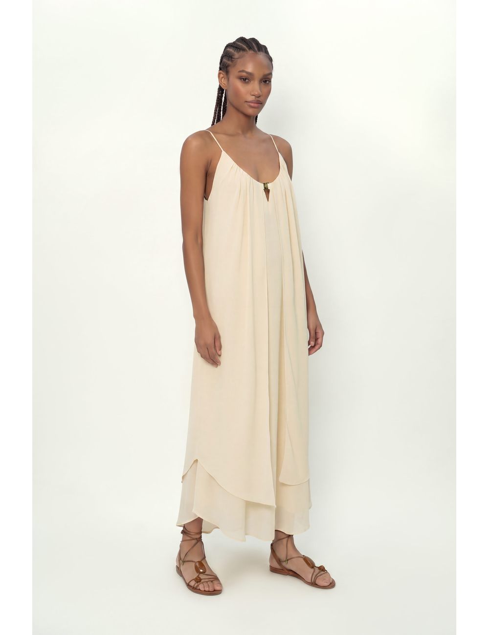 Vestido Midi Camadas Ggt Busto Metal