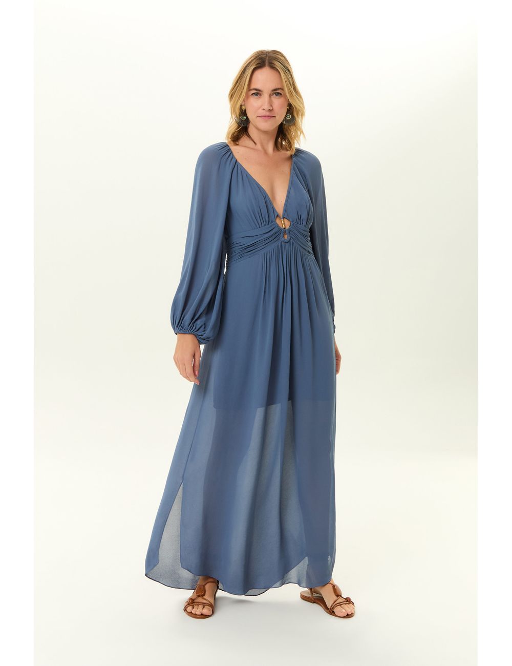 Vestido Midi Ggt Vazado Metais
