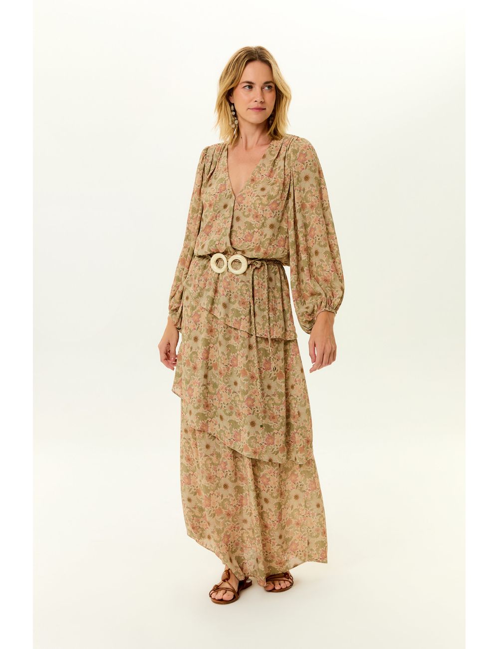 Vestido Longo Ggt Estampa Horto