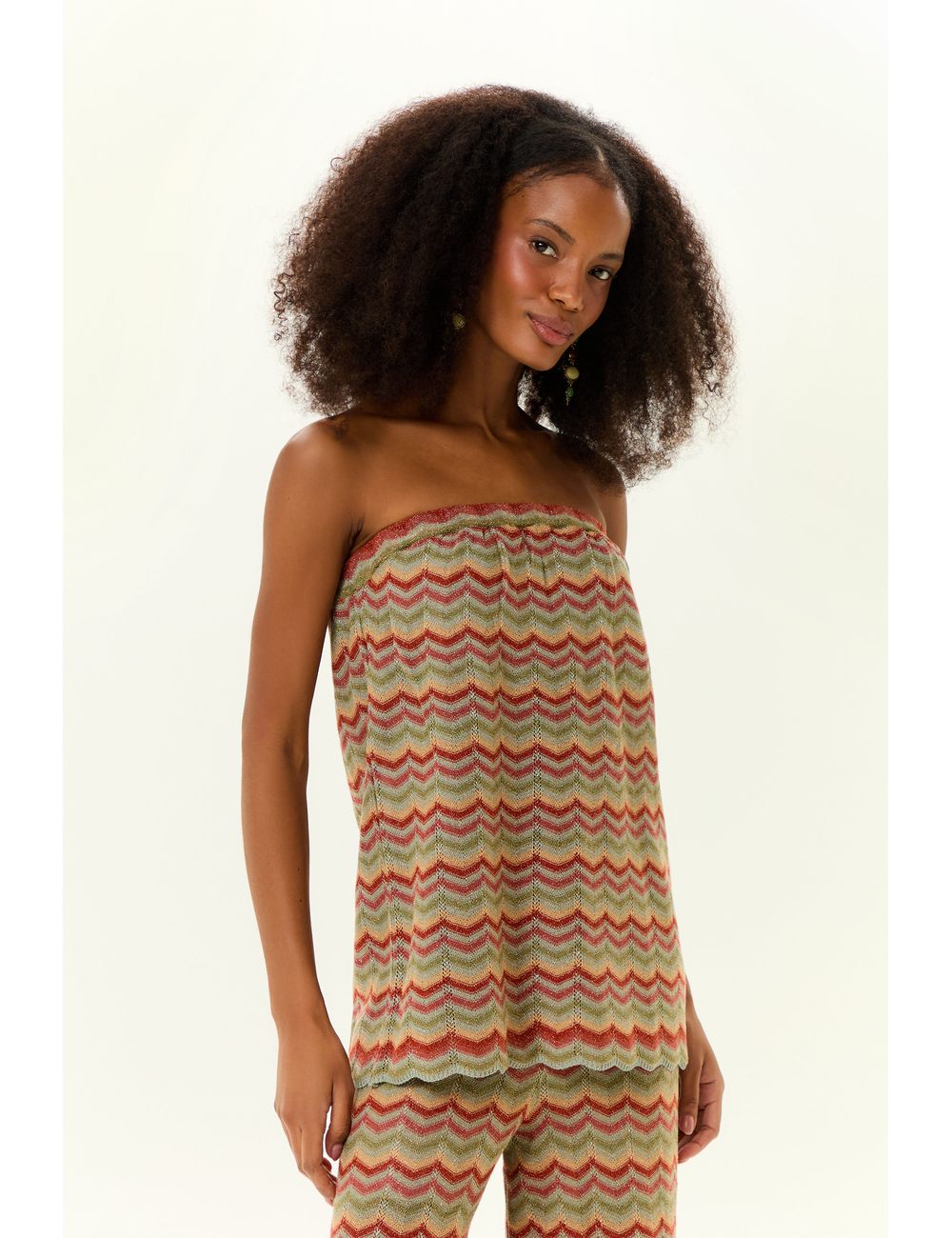 Blusa Tricot Ponto Chevron Com Lurex