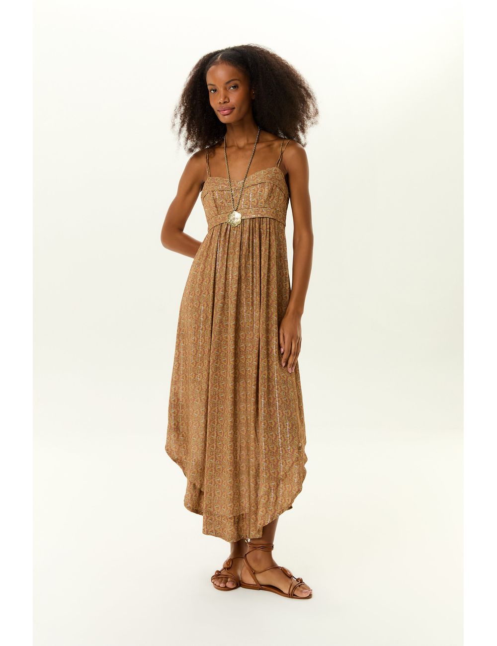 Vestido Midi Alca Estampa Leaf