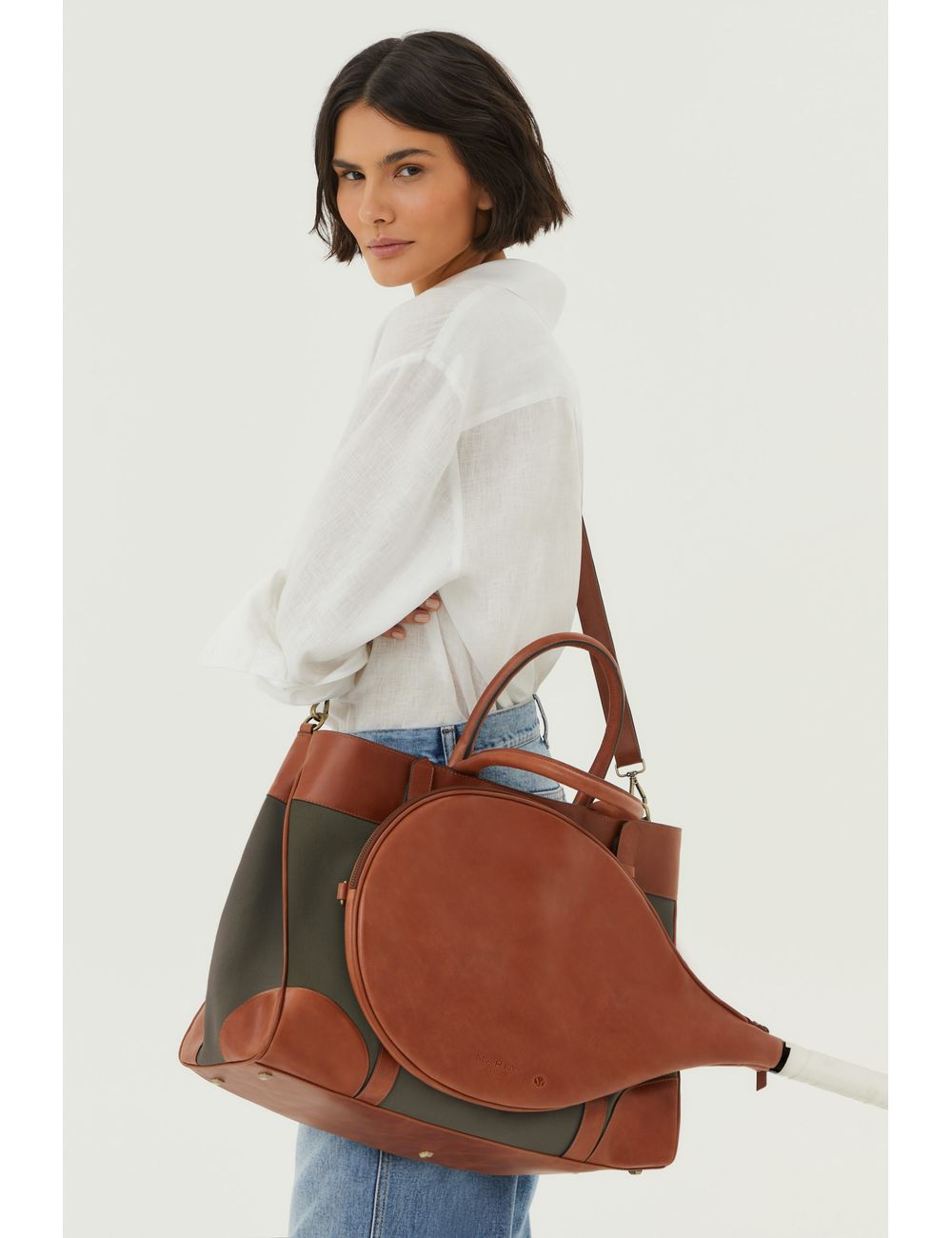 Bolsa Lona Com Case De Couro - Marrom Pinho / U