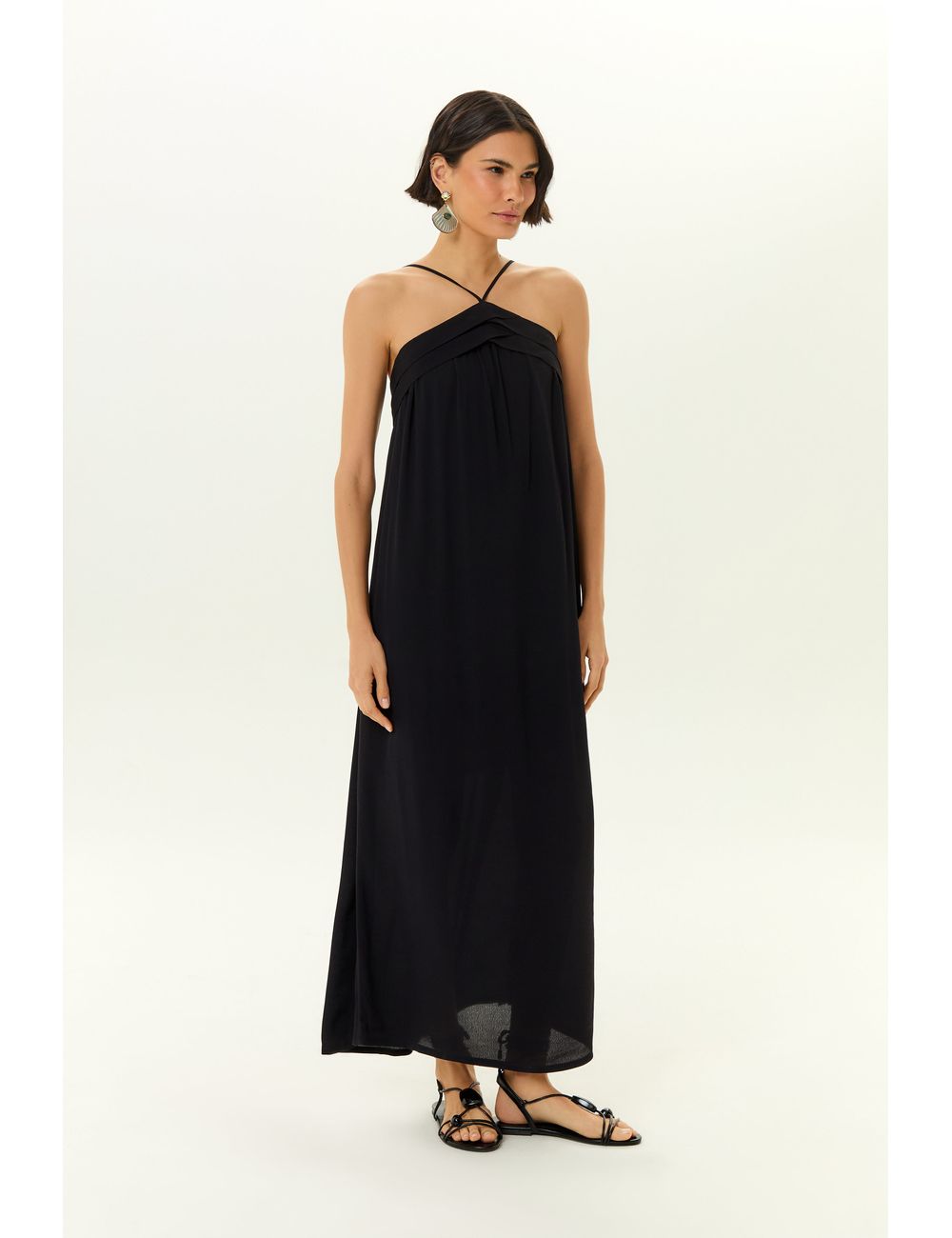 Vestido Midi Alcinha Frisos