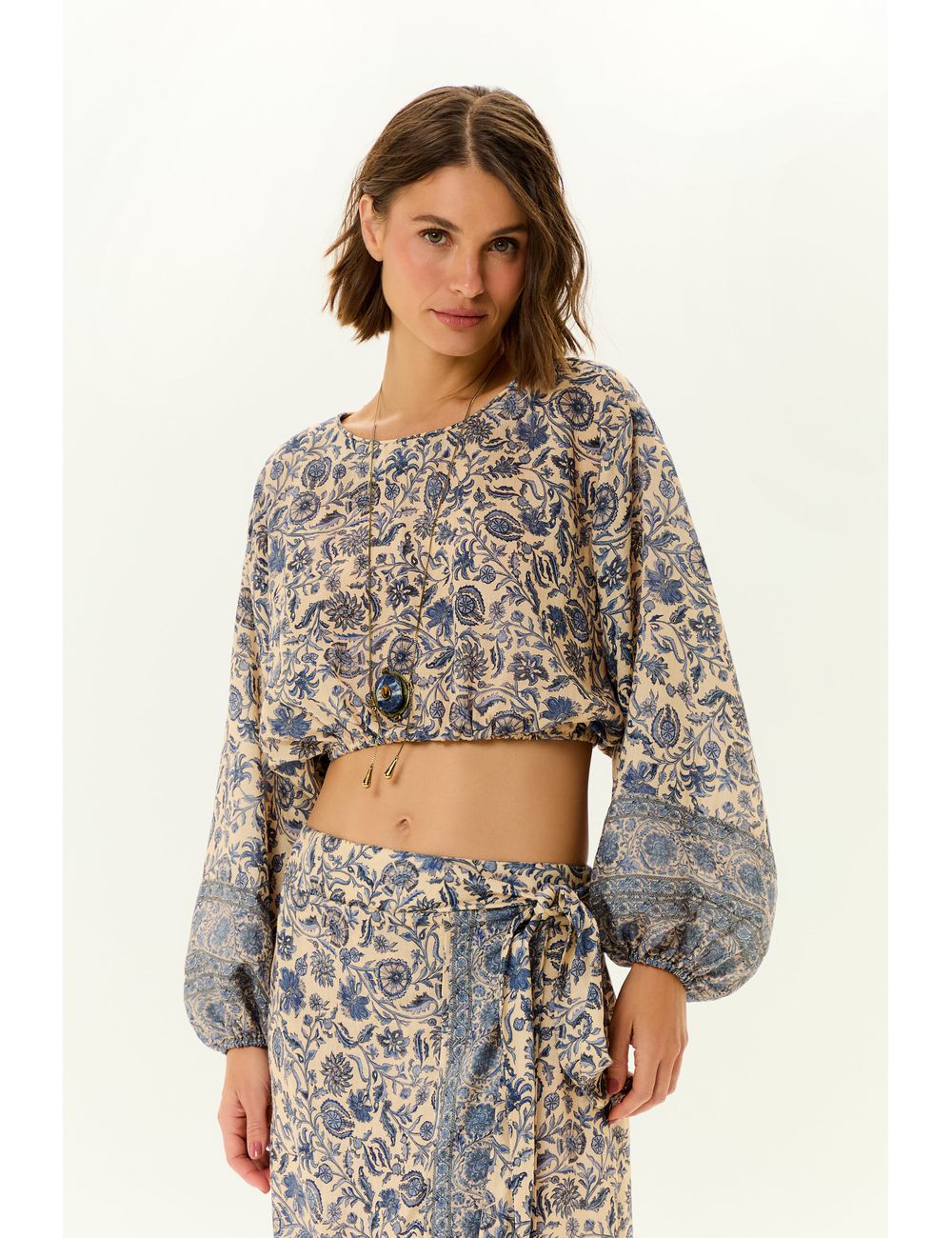 Blusa Cropped Estampa Céu