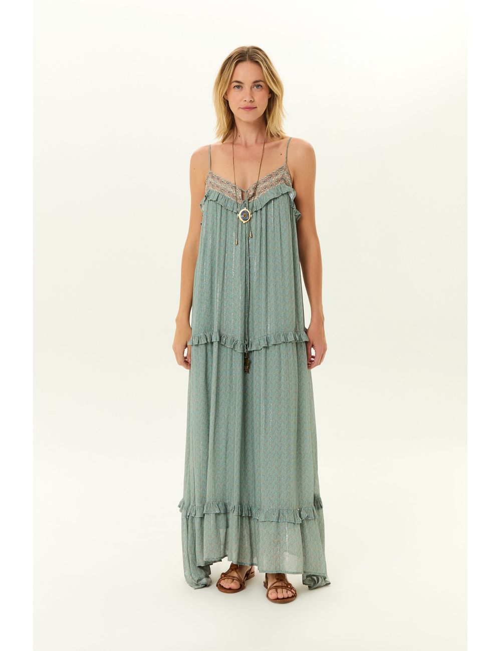 Vestido Midi Babados Estampa Eve a