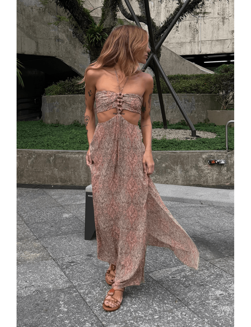 Vestido Midi Ggt Estampa Solar