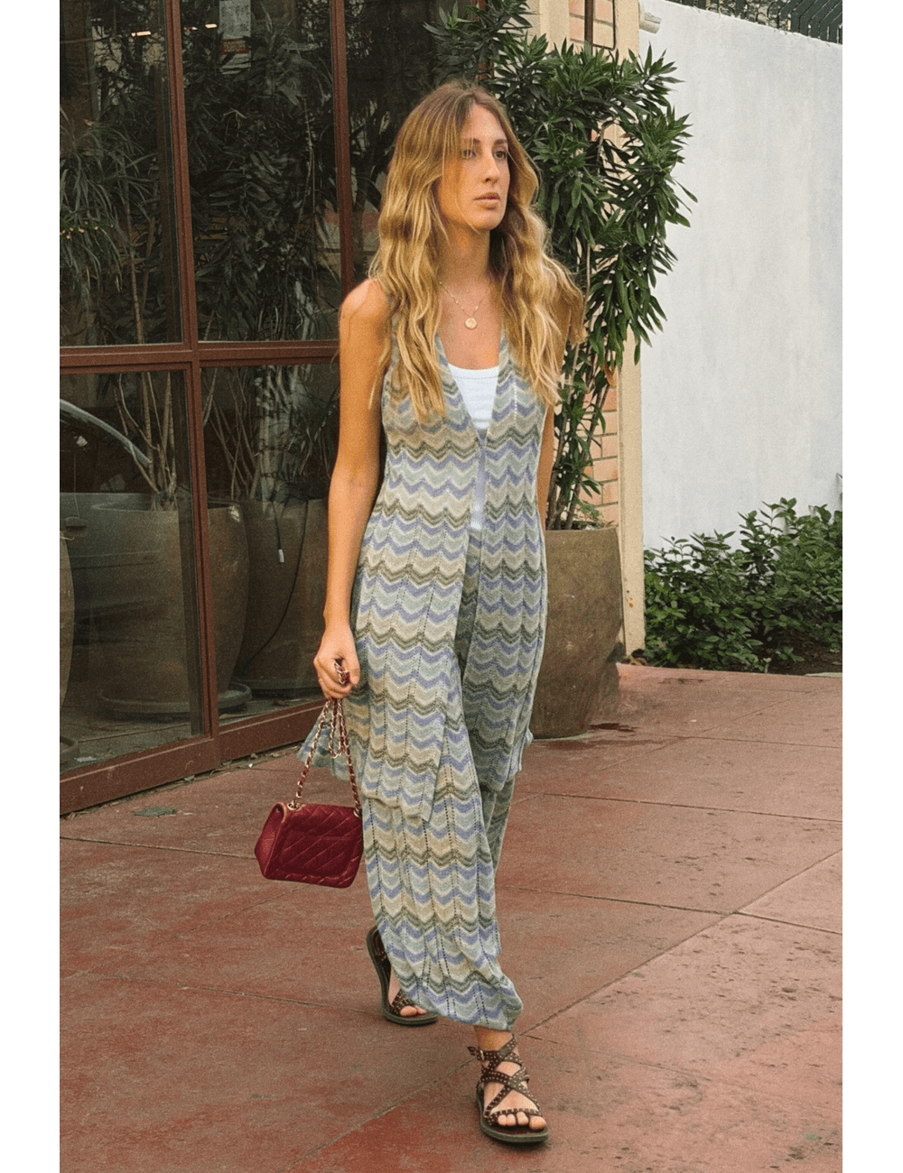 Calça Tricot Pantalona Chevron