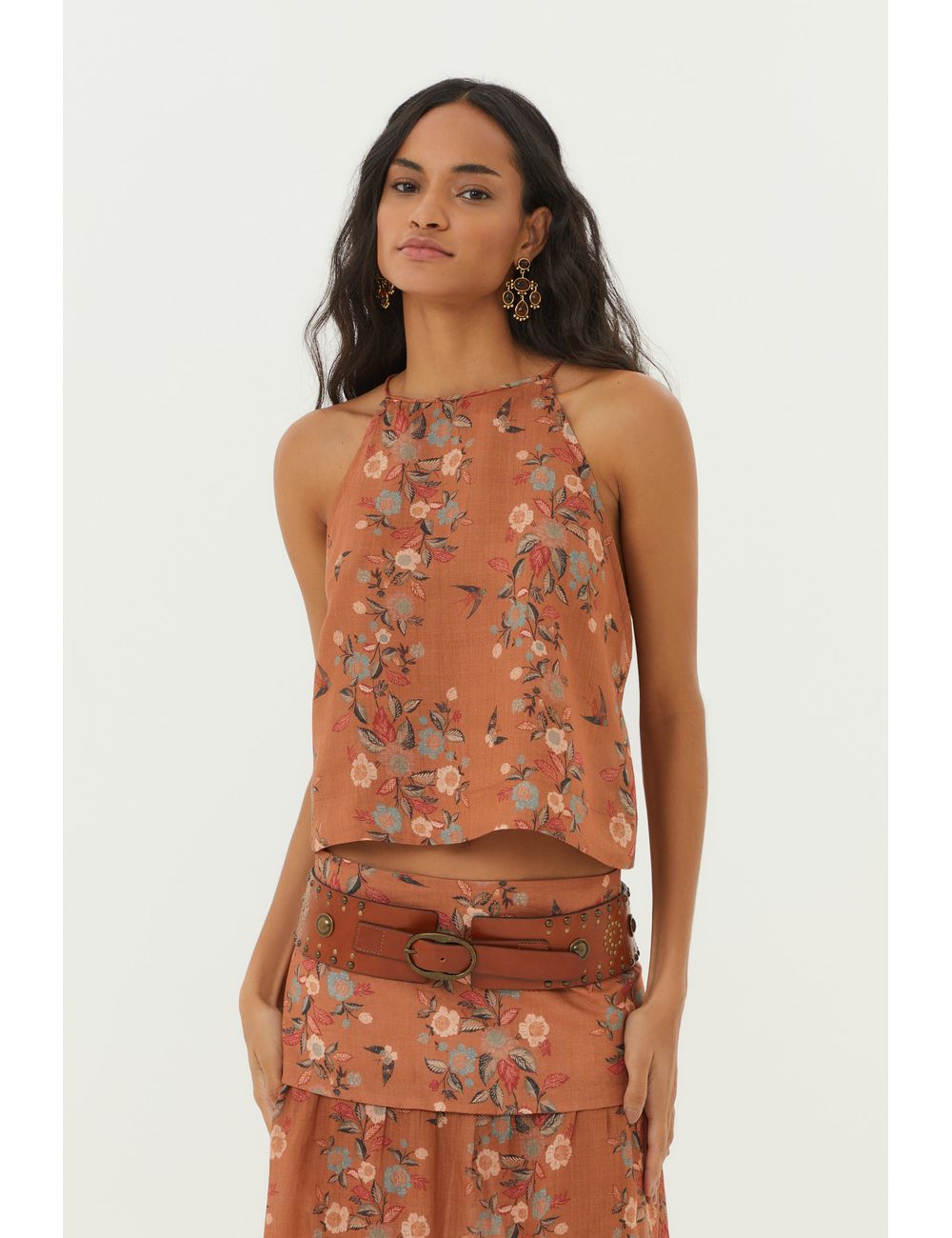 Blusa Alça Estampa Leaves