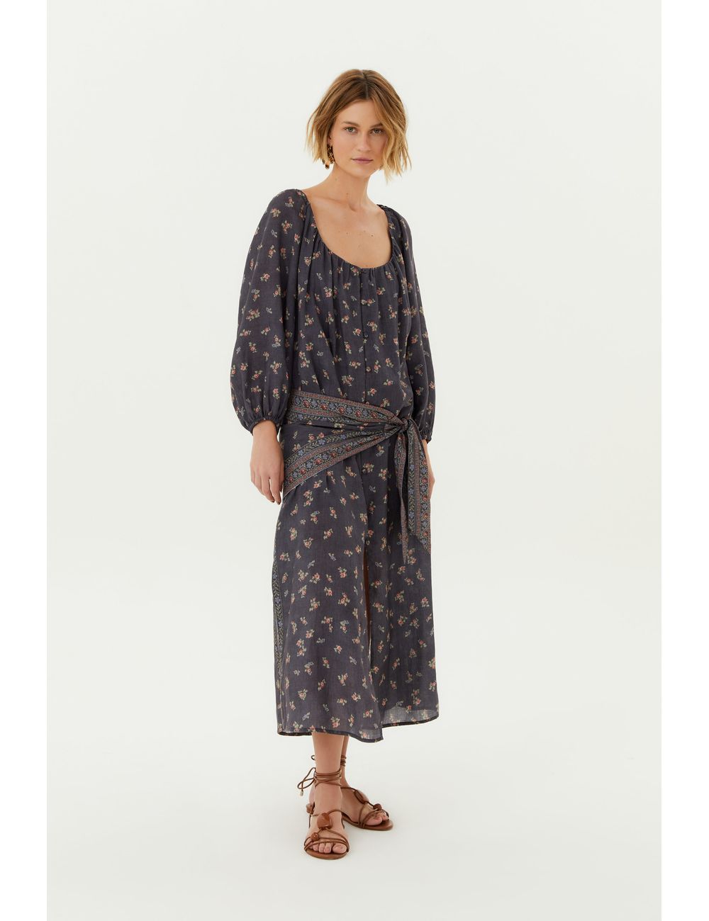Vestido Midi Lenço Estampa Lia c