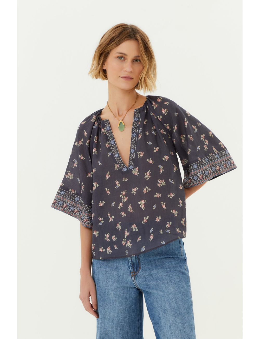 Blusa Manga Curta Estampa Lia c