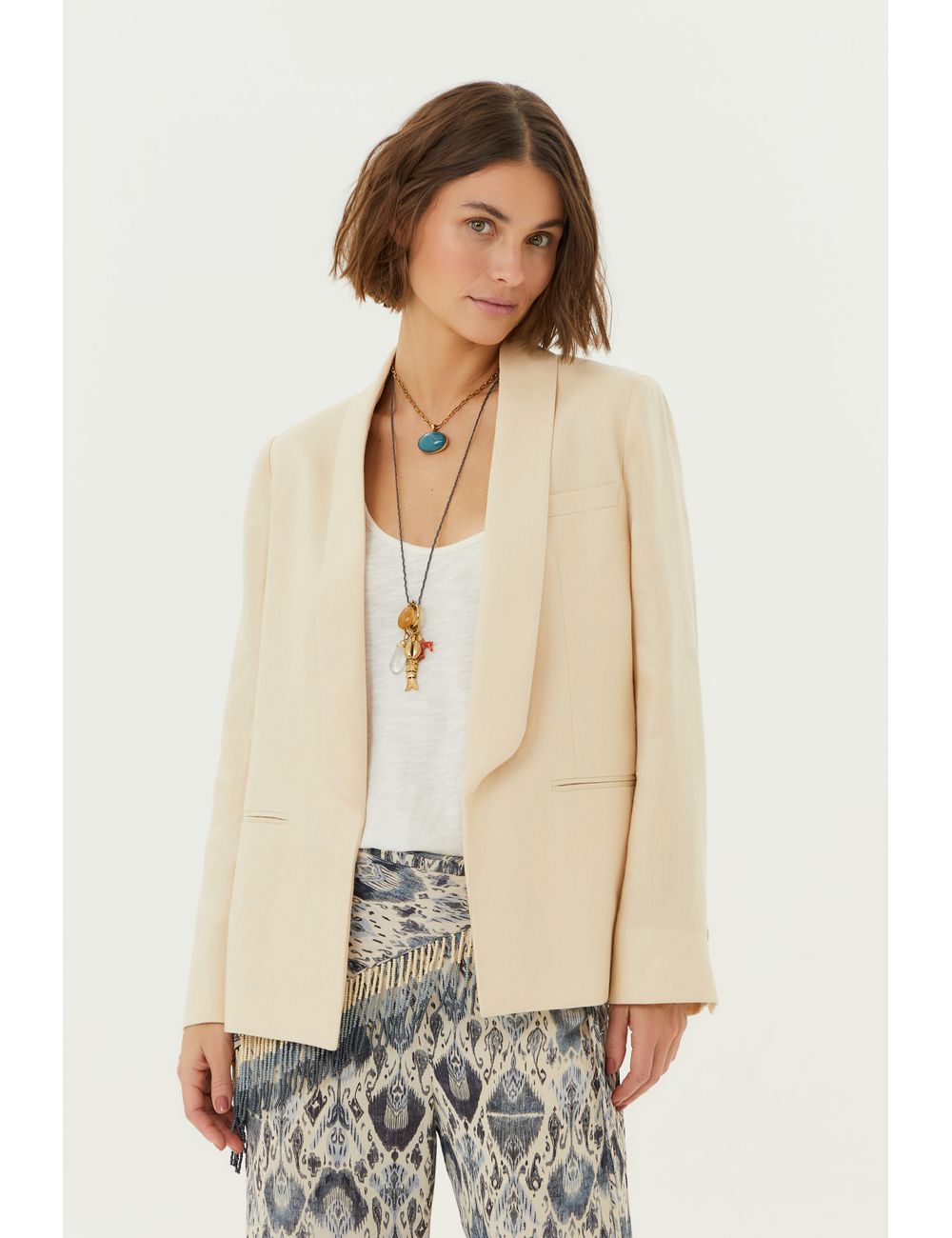 Blazer Linho Alfaiataria Assimetrico