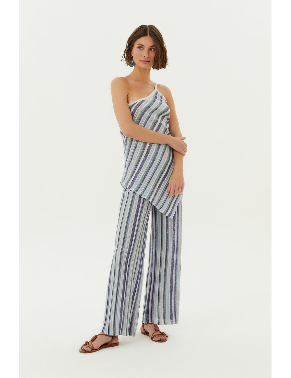 Calça Tricot Listras Lurex