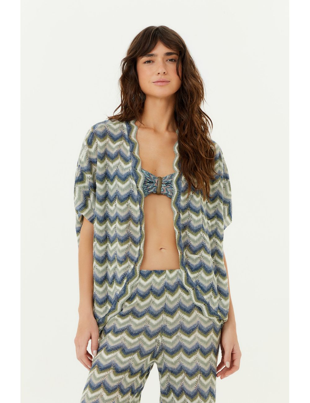 Kimono Tricot Chevron Assimetrico