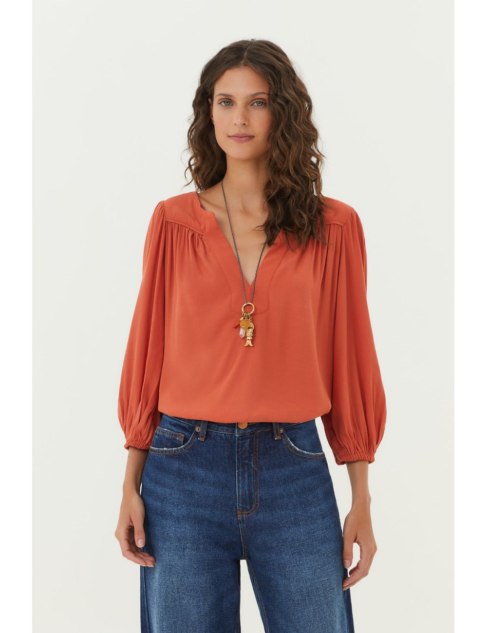 Blusa Manga Longa Decote v