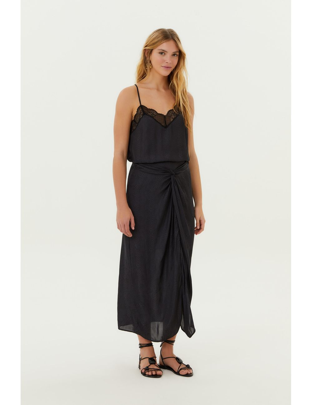 Saia Midi Torçao Jacquard