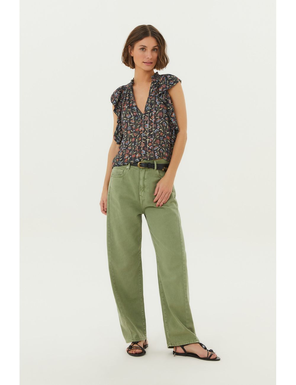 Calça Sarja Barrel Cintura Alta